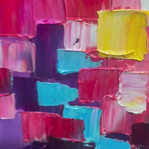 Chroma Dance: Colorful Abstract Impasto Oil Painting Canvas Wall Art Decor