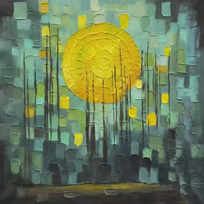 Solar Forest: Abstract Landscape Impasto Oil Painting Canvas Wall Art Home Decor