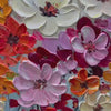 Panoramic Impasto Painting of Colorful Flowers, Textured Floral Wall Art