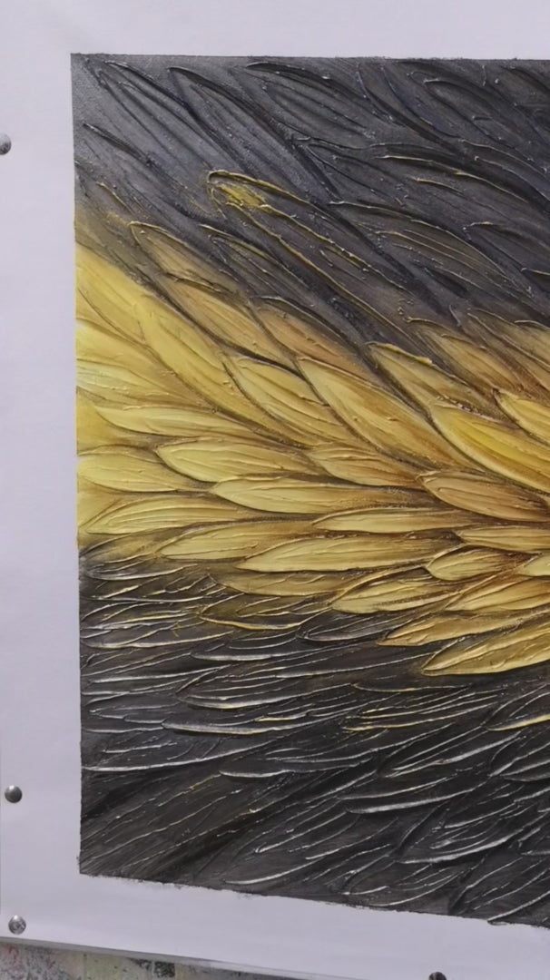 Golden Bloom: Textured Abstract Gold Black Oil Painting Canvas Wall Art