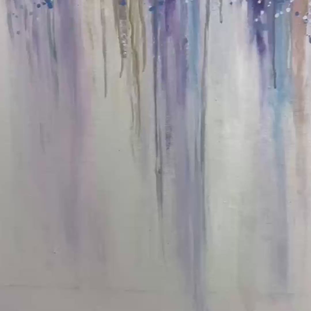 Panoramic Abstract Floral Oil Painting with Watercolor Effect