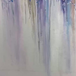 Panoramic Abstract Floral Oil Painting with Watercolor Effect
