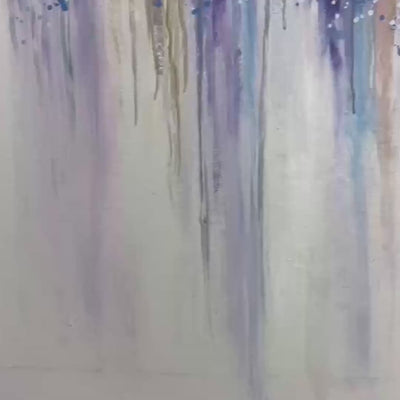 Panoramic Abstract Floral Oil Painting with Watercolor Effect