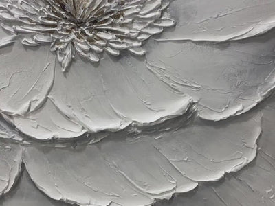 IVORY BLOOM: Minimalist Textured Floral Oil Painting