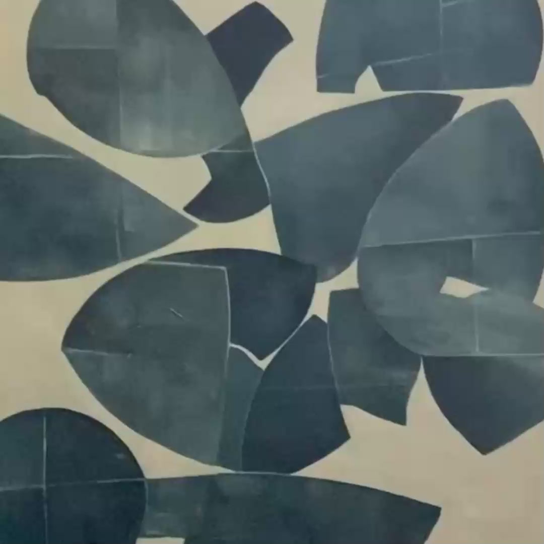 ASSEMBLAGE: Minimalist Blue and Beige Abstract Painting