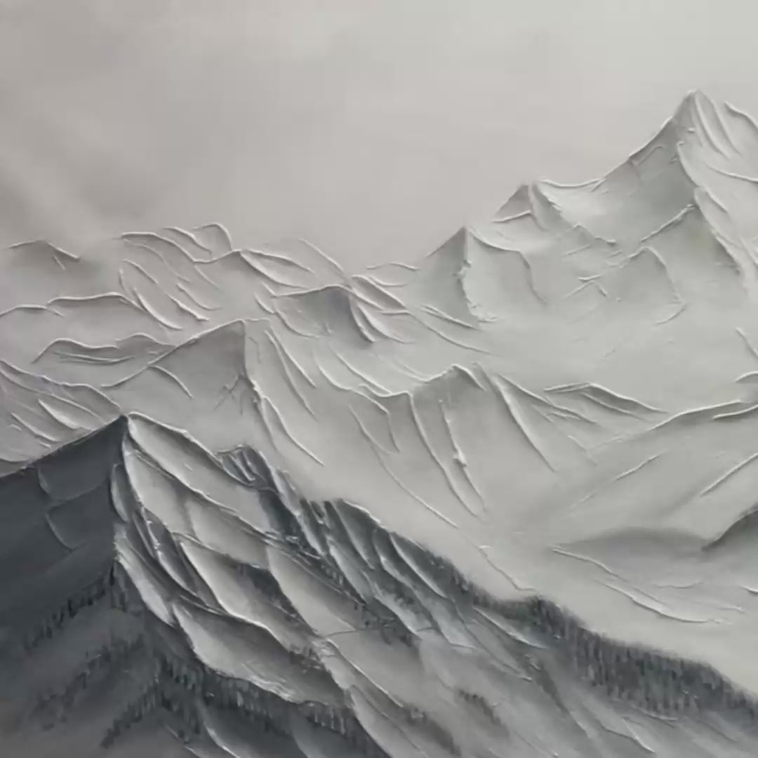 FROZEN PEAKS: Textured Minimalist Mountain Landscape