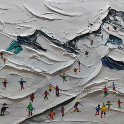 Sports Painting, Winter Decor, Impasto, Textured Wall Art