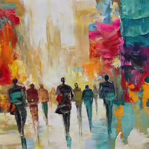 City Lights: Original Impasto Cityscape Oil Painting - Colorful Urban Wall Art Decor