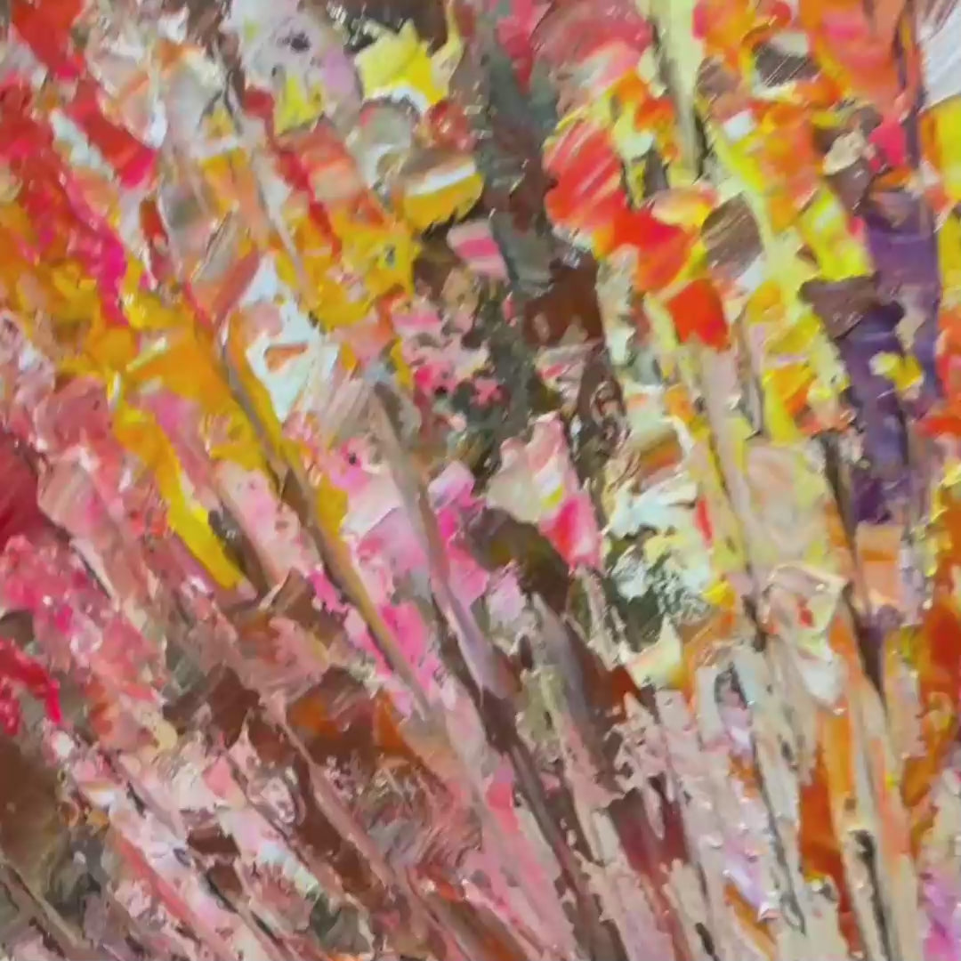 Impasto Floral Oil Painting in Warm Autumn Hues