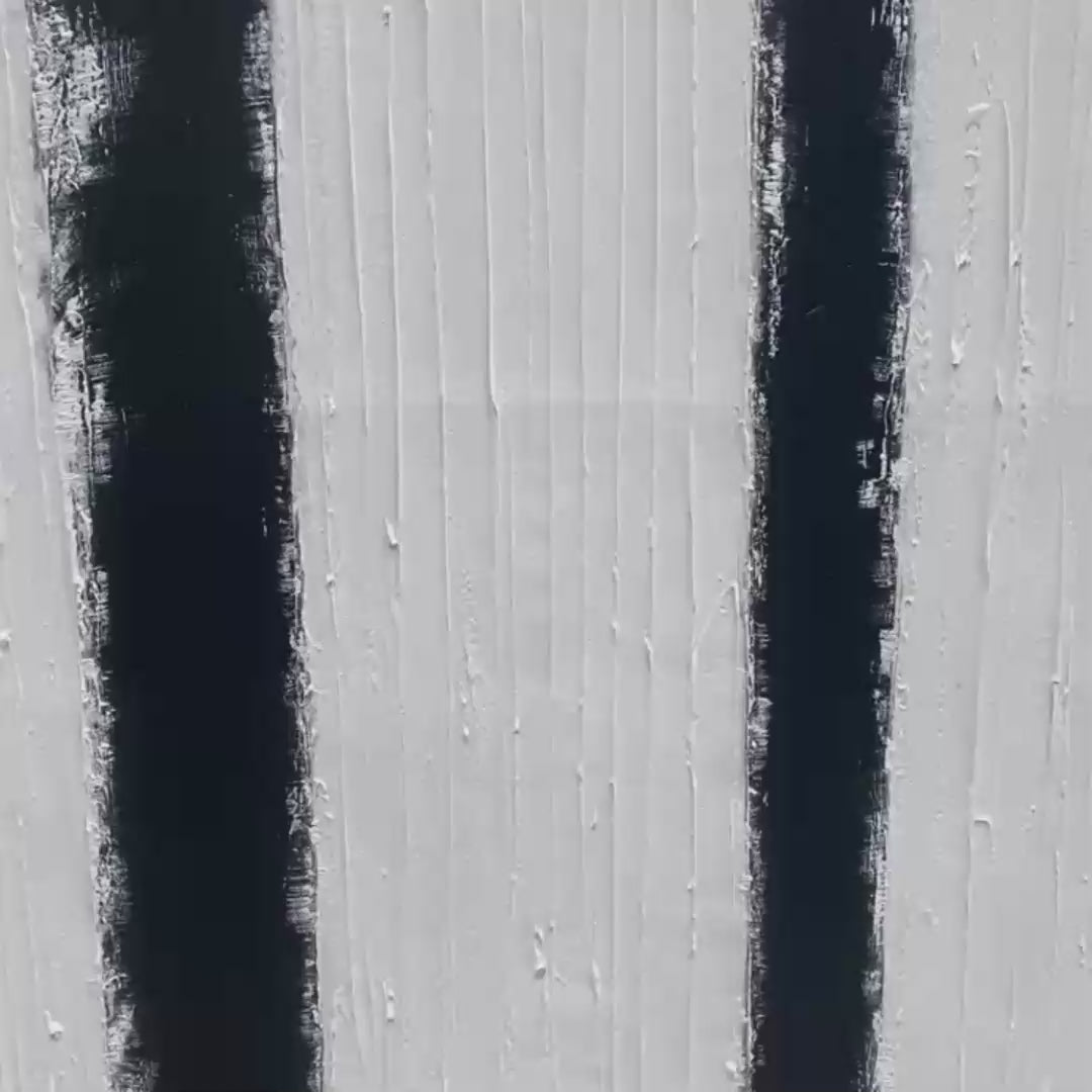 Contrast: Original Abstract Geometric Oil Painting - Black, White, Beige Wall Art Decor