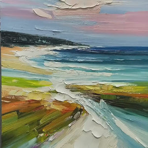 COASTAL EMBRACE Textured Impasto Seascape Oil Painting