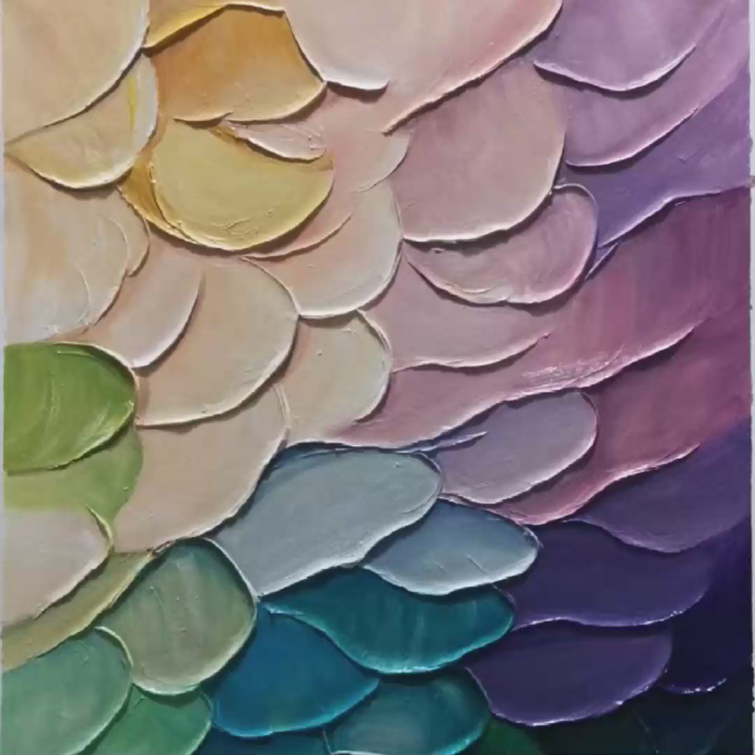 RAINBOW SCALES: Colorful Impasto Abstract Painting