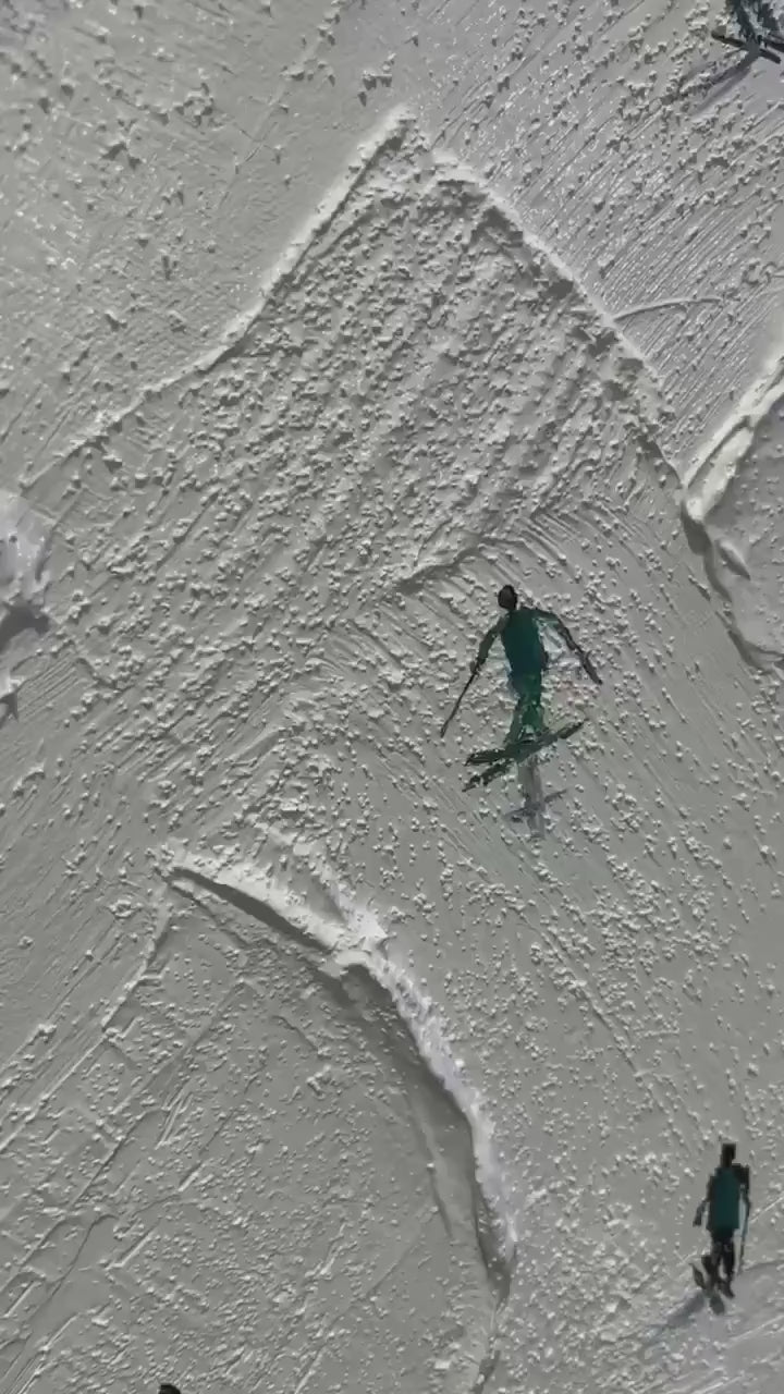 Minimalist Skiing Painting on Textured Canvas