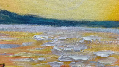 Sailing at Sunset: Seascape Painting | Panoramic Canvas | Coastal Wall Art