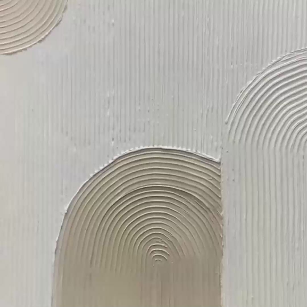 Beige Textured Arches Diptych by Isabella Rossi: Textured abstract painting set of 2 with neutral tones