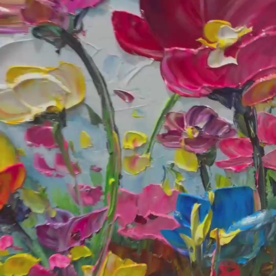 Field of Dreams: Textured Floral Painting | Impasto Wall Art