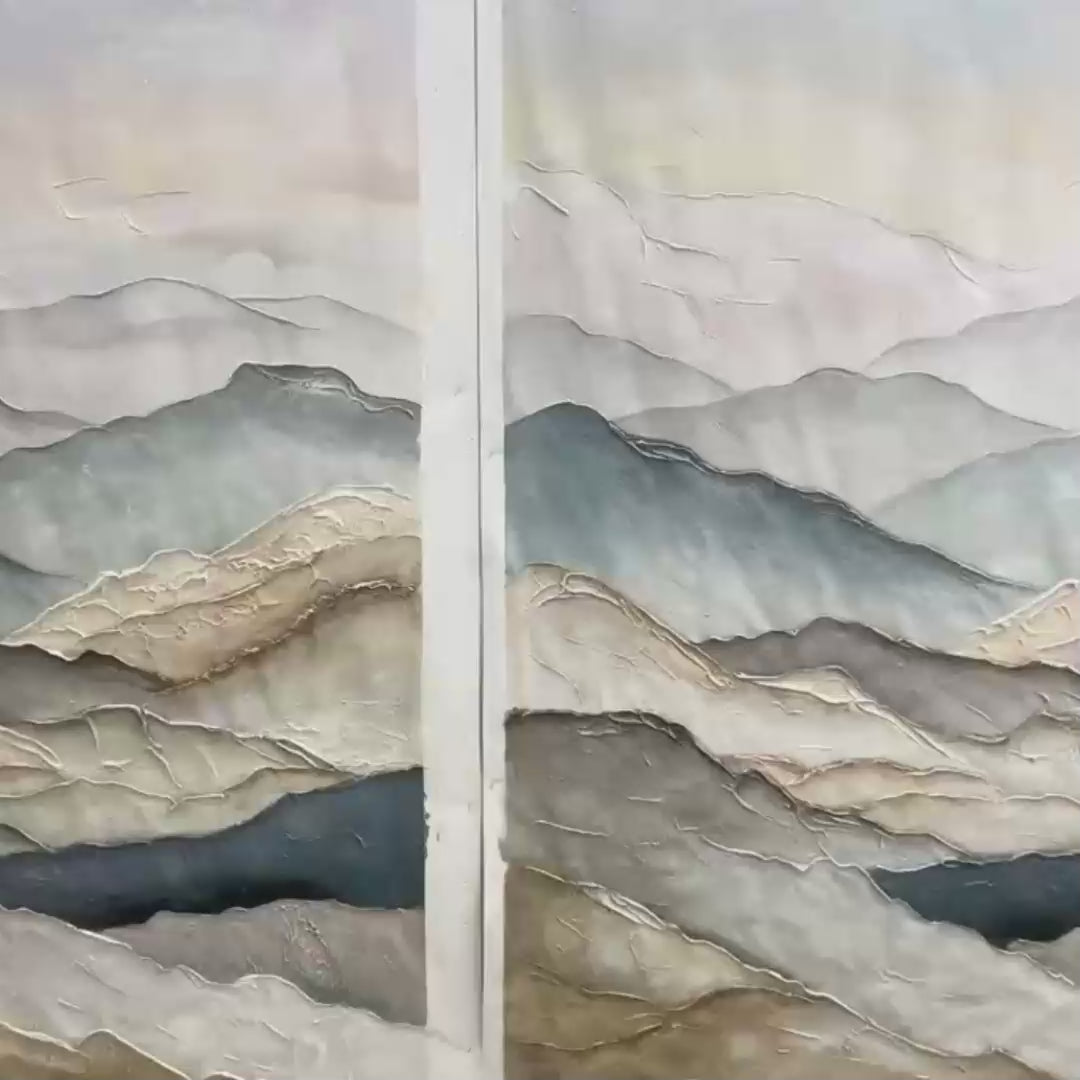 WHISPERING RIDGES: Textured Wabi Sabi Mountain Landscape Painting