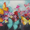 Butterfly Waltz: Colorful Butterfly and Floral Impasto Oil Painting Canvas Wall Art Decor