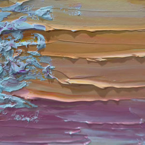 Sunset Surge: Original Impasto Ocean Wave Oil Painting - Textured Seascape Wall Art Decor