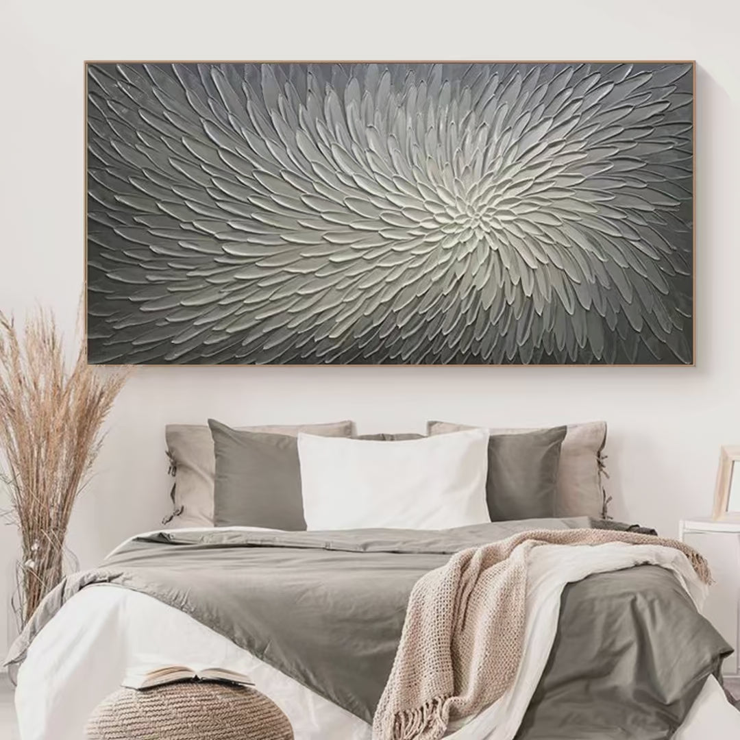 Silver Swirl: Textured Abstract Painting in Grey and White | Abstract Decor