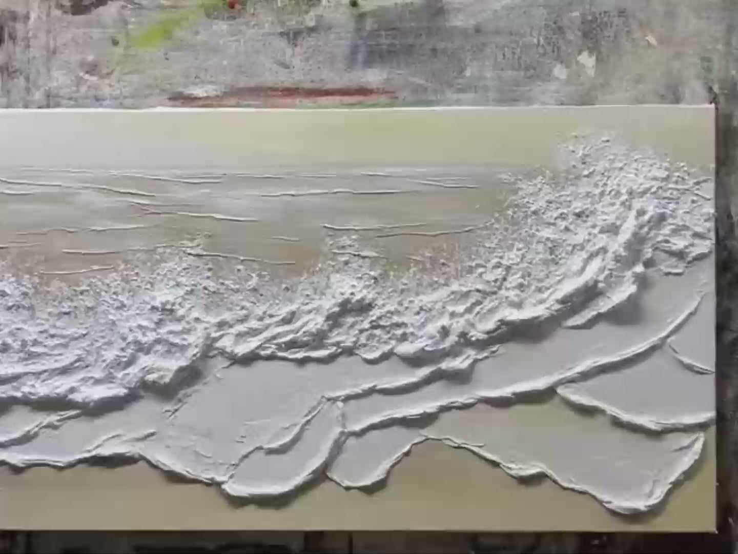 SERENITY TIDE: Textured Minimalist Beach Scene Painting