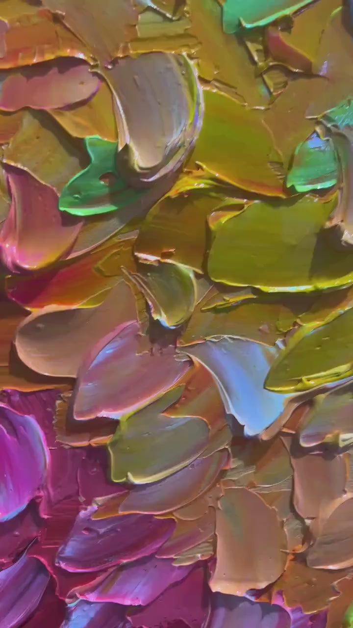 Pastel Dreamscape: Abstract Textured Impasto Oil Painting Canvas Art