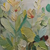 Textured Floral Painting, Green and White Wall Art, Vertical Canvas, Impressionist Decor