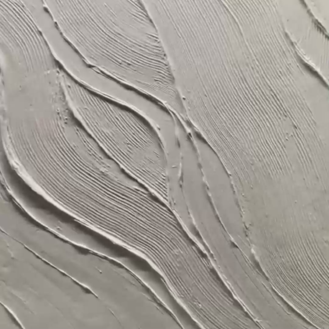 Serene Ripples textured white abstract art. Horizontal minimalist with flowing wave patterns in black frame.