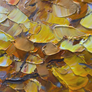 Golden Autumn: Original Impasto Tree Landscape Oil Painting - Textured Golden Tree Wall Art