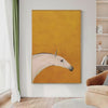 White Horse on Yellow Minimalist Horse Painting Vertical Wall Art Modern Decor