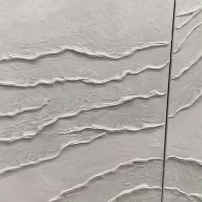 White Textured Squares Diptych by Javier Ramirez: Minimalist white textured painting set of 2, vertical wall art.