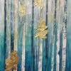 Vertical Abstract Forest Oil Painting with Gold Leaf