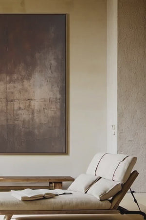 Dark Brown Textured Abstract: Minimalist Textured Painting | Brown Decor