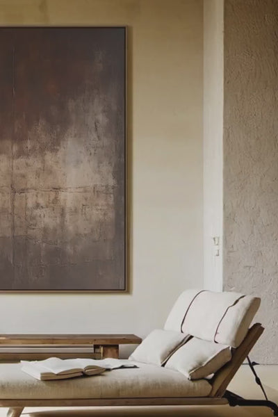 Dark Brown Textured Abstract: Minimalist Textured Painting | Brown Decor