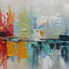 Urban Reflections: Abstract Cityscape Impasto Oil Painting Canvas Wall Art Decor
