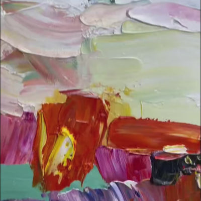VALLEY IN BLOOM Textured Palette Knife Abstract Landscape Painting