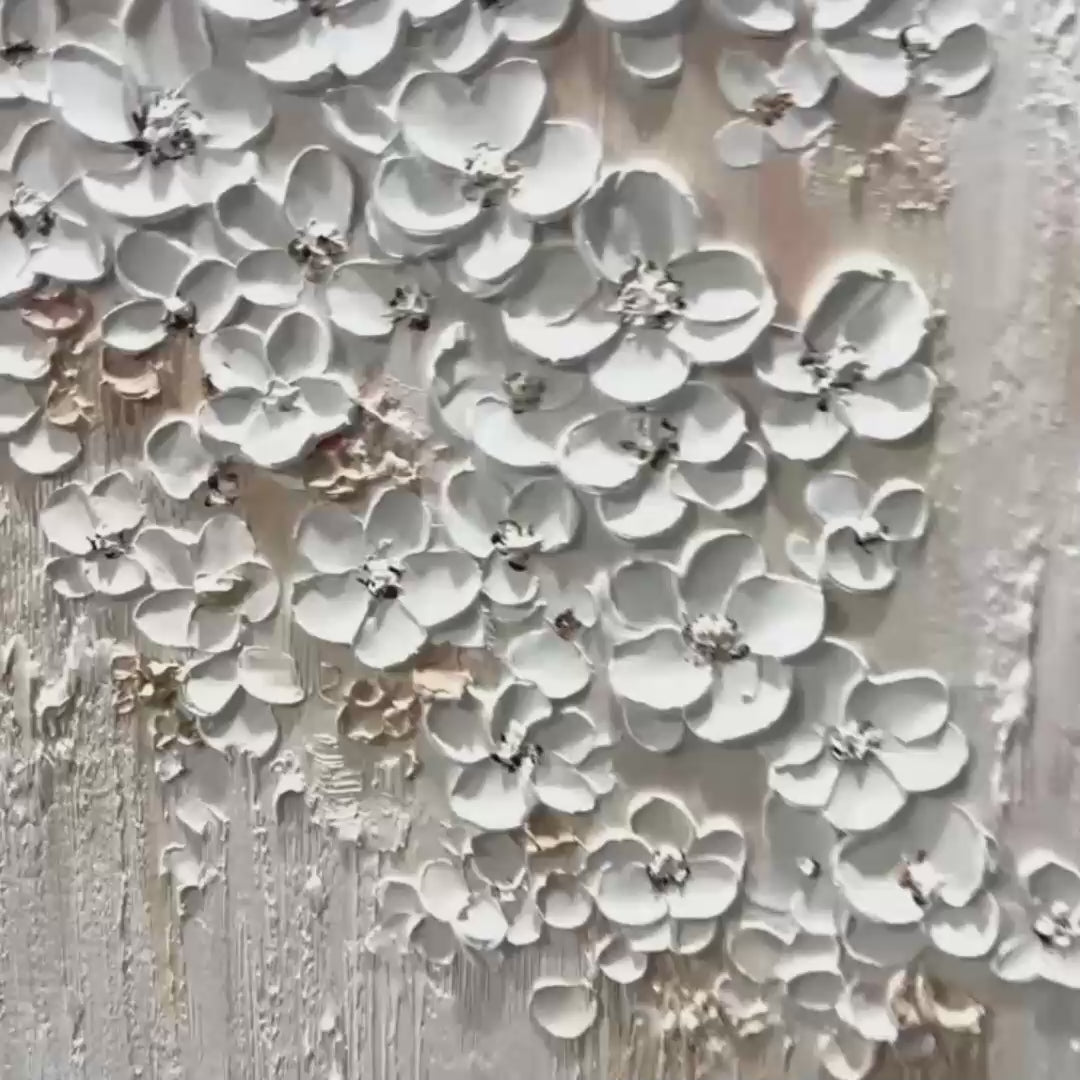 BLOSSOM CASCADE: Textured Wabi Sabi 3D Flower Painting