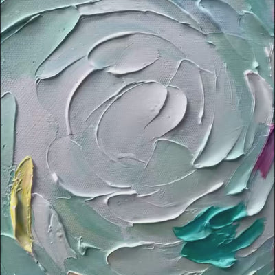 AZURE WHIRLPOOL Textured Impasto Painting of a Vibrant Fish School
