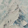 Textured Impasto Mountain Landscape Painting with Skiers