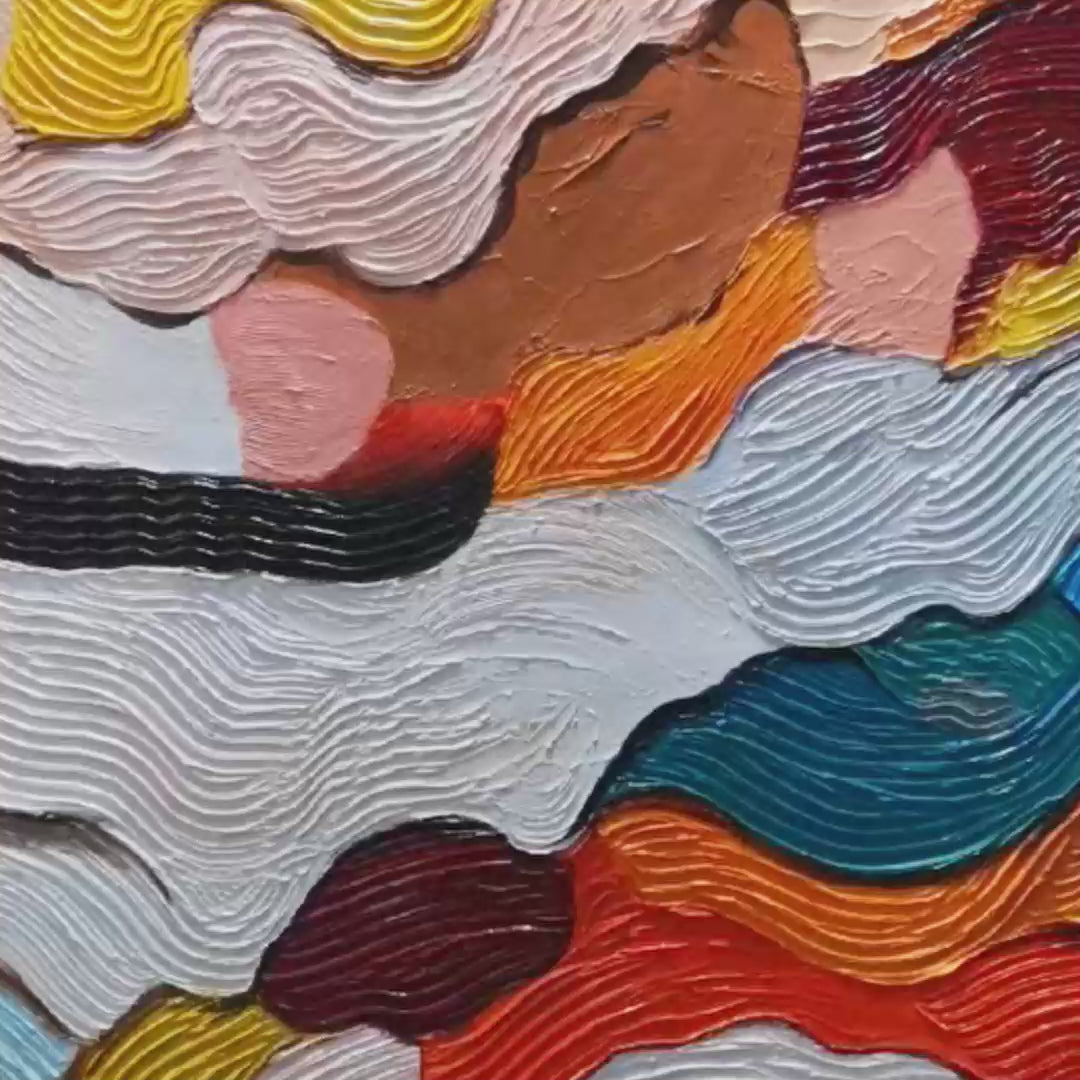 Abstract Landscape: Textured Abstract Painting | Colorful Landscape Wall Art | Vertical Canvas | Impasto Decor