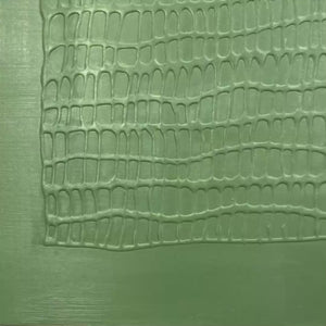 EMERALD GRID: Minimalist Textured Abstract Oil Painting