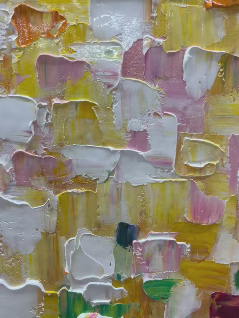 Confetti Dream: Colorful Abstract Impasto Oil Painting Canvas Wall Art Home Decor