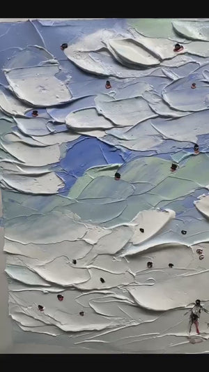 Beach Day Vibes: Textured Beach Scene Painting | Horizontal Wall Art | Coastal Decor