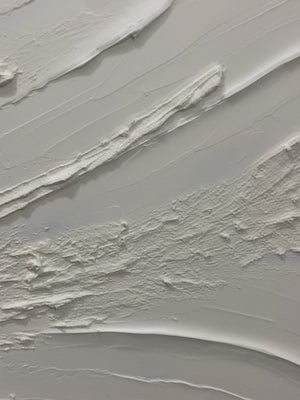Whispering Winds: White Beige Textured Abstract Minimalist Oil Painting Canvas Wall Art