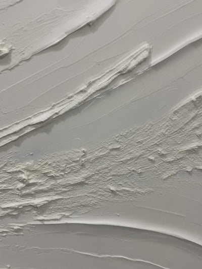 Whispering Winds: White Beige Textured Abstract Minimalist Oil Painting Canvas Wall Art