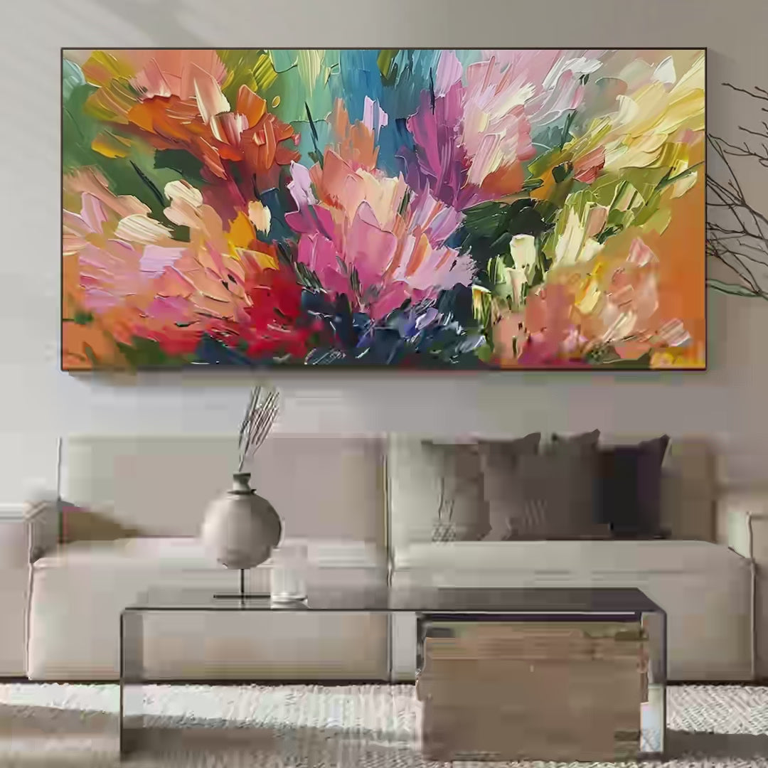 Summer Bouquet Impressionistic Floral Painting in Vibrant Colors Floral Decor