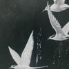 Night Flight: Original Monochromatic Birds Oil Painting - Black and White Animal Wall Art Decor