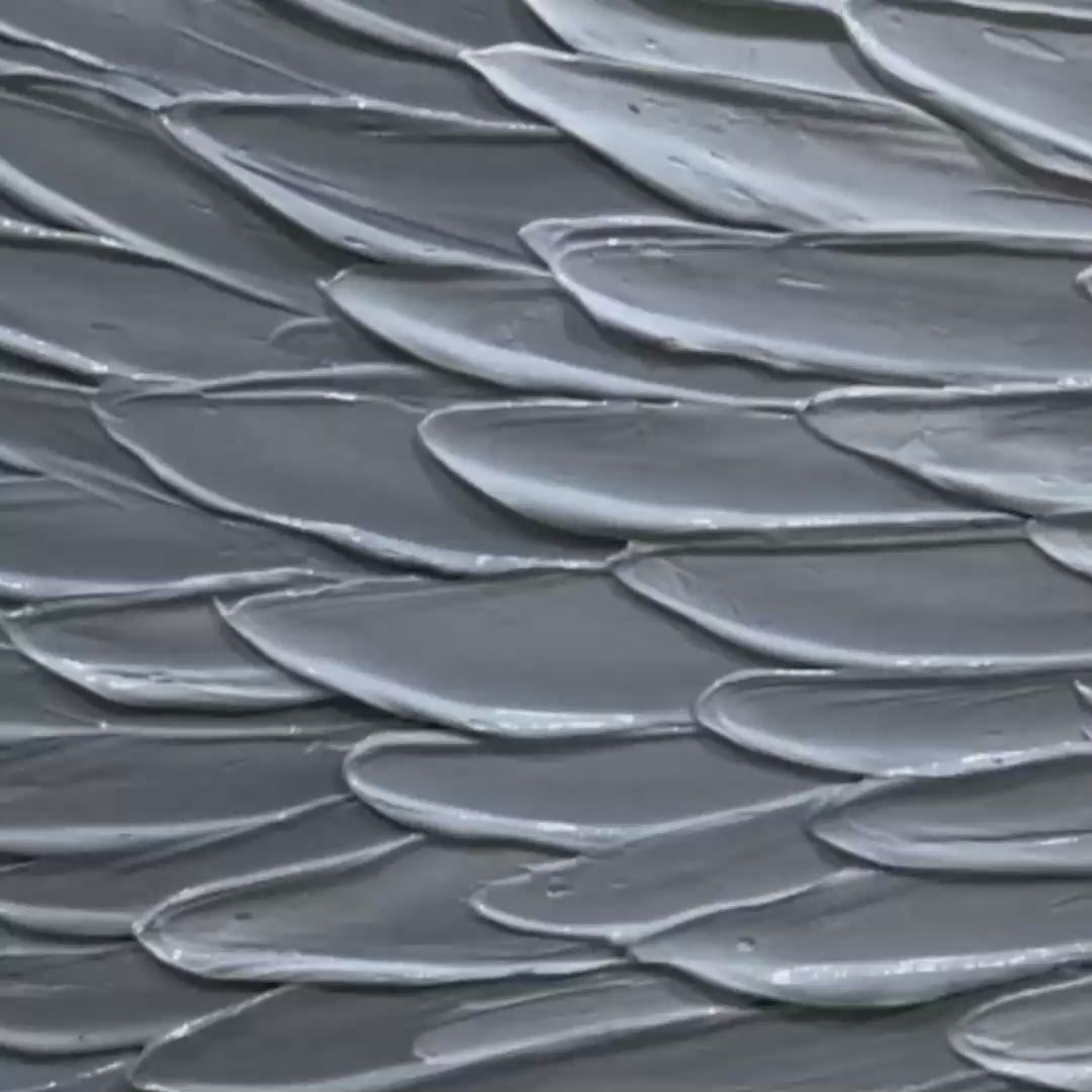 Silver Swirl abstract painting. Grey and white textured art by Isabella Rossi. Modern artwork.