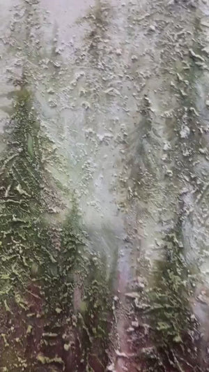 Misty Pines: Panoramic Misty Forest Landscape Oil Painting on Canvas