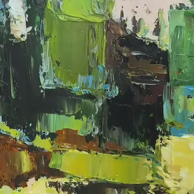 VERDANT PATH Textured Abstract Landscape Oil Painting for Modern Home Decor